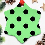 Polka Dots - Black on Light Green Ornament (Snowflake)