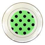 Polka Dots - Black on Light Green Porcelain Plate