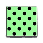 Polka Dots - Black on Light Green Memory Card Reader (Square)