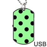 Polka Dots - Black on Light Green Dog Tag USB Flash (Two Sides)