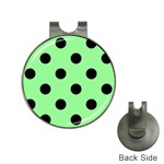 Polka Dots - Black on Light Green Golf Ball Marker Hat Clip