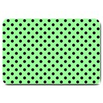 Polka Dots - Black on Light Green Large Doormat