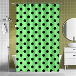 Polka Dots - Black on Light Green Shower Curtain 48  x 72  (Small)