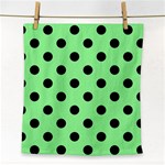 Polka Dots - Black on Light Green Face Towel