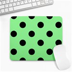 Polka Dots - Black on Light Green Large Mousepad