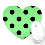 Polka Dots - Black on Light Green Heart Mousepad