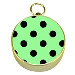 Polka Dots - Black on Light Green Gold Compass