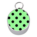 Polka Dots - Black on Light Green Silver Compass (Mini)