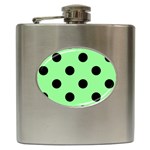 Polka Dots - Black on Light Green Hip Flask (6 oz)