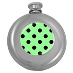 Polka Dots - Black on Light Green Hip Flask (5 oz)