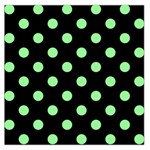 Polka Dots - Light Green on Black Large Satin Scarf (Square)