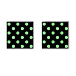 Polka Dots - Light Green on Black Cufflinks (Square)
