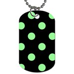 Polka Dots - Light Green on Black Dog Tag (One Side)