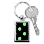 Polka Dots - Light Green on Black Key Chain (Rectangle)