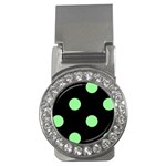 Polka Dots - Light Green on Black Money Clip (CZ)