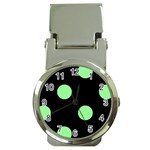 Polka Dots - Light Green on Black Money Clip Watch