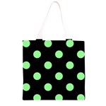 Polka Dots - Light Green on Black Grocery Light Tote Bag