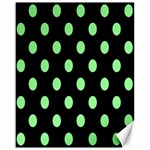Polka Dots - Light Green on Black Canvas 16  x 20 