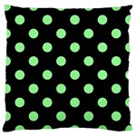 Polka Dots - Light Green on Black Large Cushion Case (Two Sides)