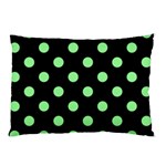 Polka Dots - Light Green on Black Pillow Case (One Side)