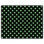 Polka Dots - Light Green on Black Double Sided Flano Blanket (Medium)