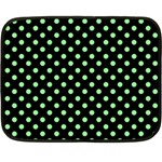 Polka Dots - Light Green on Black Double Sided Fleece Blanket (Mini)
