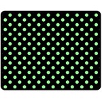Polka Dots - Light Green on Black Fleece Blanket (Medium) (One Side)