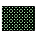 Polka Dots - Light Green on Black Fleece Blanket (Small) (One Side)