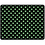 Polka Dots - Light Green on Black Double Sided Fleece Blanket (Medium) (Two Sides)