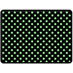 Polka Dots - Light Green on Black Double Sided Fleece Blanket (Large) (Two Sides)