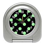 Polka Dots - Light Green on Black Desk Alarm Clock