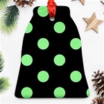 Polka Dots - Light Green on Black Bell Ornament (Two Sides)