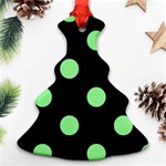 Polka Dots - Light Green on Black Ornament (Christmas Tree)
