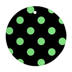 Polka Dots - Light Green on Black Ornament (Round)
