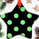 Polka Dots - Light Green on Black Ornament (Star)