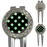 Polka Dots - Light Green on Black 3-in-1 Golf Divot