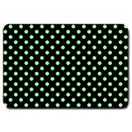 Polka Dots - Light Green on Black Large Doormat