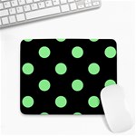 Polka Dots - Light Green on Black Small Mousepad