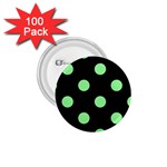 Polka Dots - Light Green on Black 1.75  Button (100 pack)