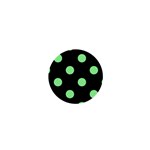 Polka Dots - Light Green on Black 1  Mini Magnet