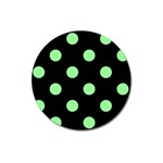 Polka Dots - Light Green on Black Magnet 3  (Round)
