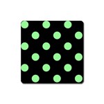 Polka Dots - Light Green on Black Magnet (Square)