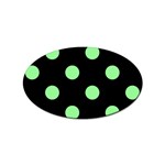 Polka Dots - Light Green on Black Sticker (Oval)
