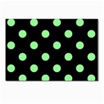 Polka Dots - Light Green on Black Postcard 4  x 6 
