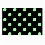 Polka Dots - Light Green on Black Postcards 5  x 7  (Pkg of 10)