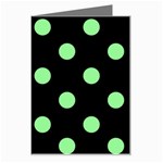 Polka Dots - Light Green on Black Greeting Card