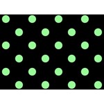 Polka Dots - Light Green on Black Birthday Cake 3D Greeting Card (7x5)