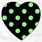 Polka Dots - Light Green on Black Jigsaw Puzzle (Heart)
