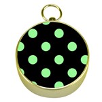 Polka Dots - Light Green on Black Gold Compass