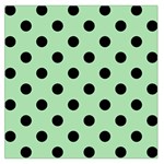 Polka Dots - Black on Celadon Green Large Satin Scarf (Square)